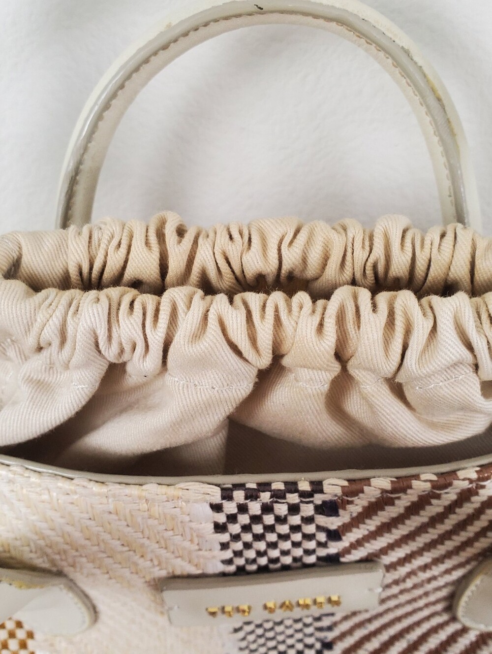 Ted Baker London Mini Cylinder Bucket Bag Woven Raffia In Nude - Picture 8 of 13